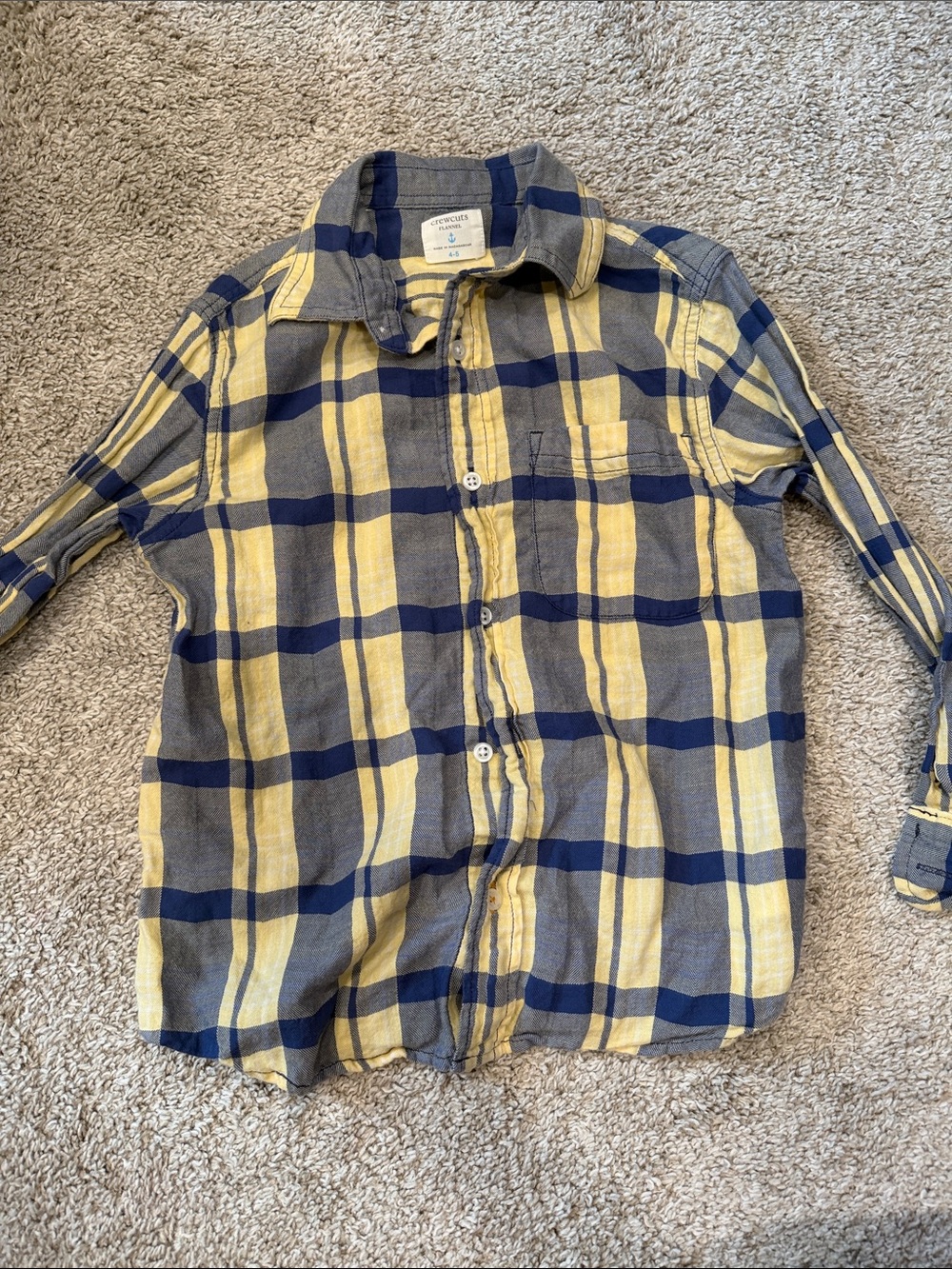 Crewcuts Yellow and Navy Plaid Button-Down Shirt